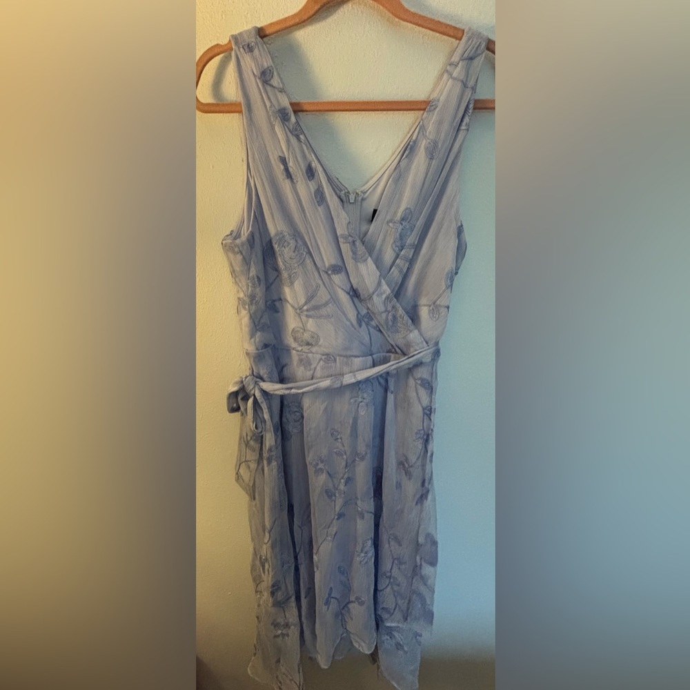 DKNY Light Blue Floral Midi Dress